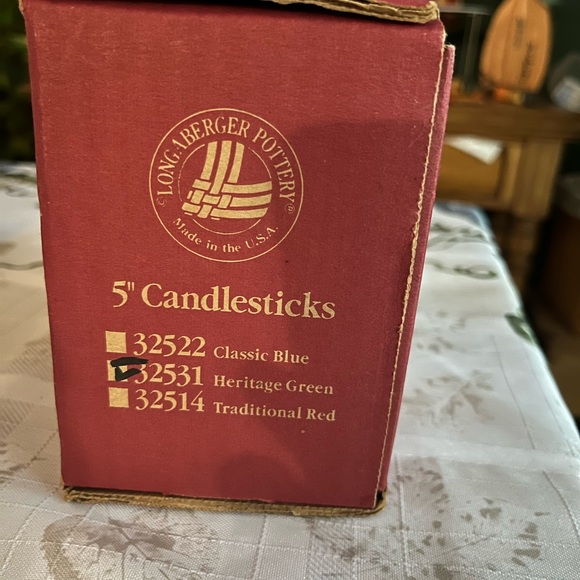 Longaberger 5" Candlesticks Heritage Green - Picture 2 of 6